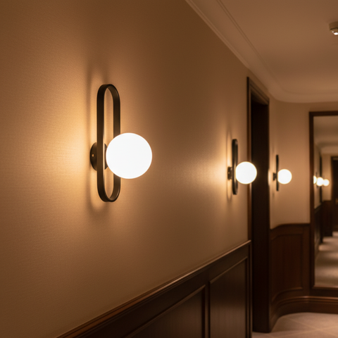 Wall Sconce with Oval Metal Frame and Glass Globe Shade