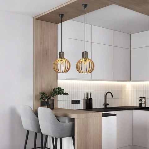 Scandinavian Wood Pendant Light for Kitchen Islands and Dining Rooms