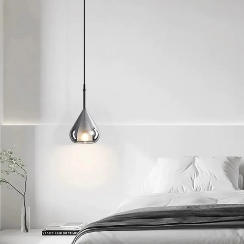 Pendant Light with Teardrop Glass and Reflective Smoke Finish