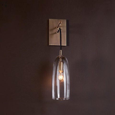 Wall Light with Copper Finish and Suspended Glass Shade