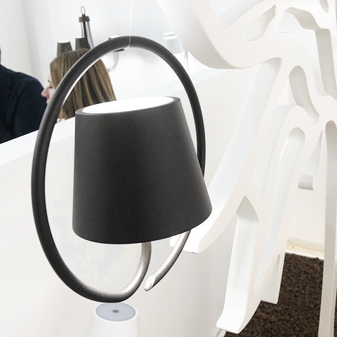 Rechargeable LED Pendant Lamp with Circular Frame, Touch Dimming and Warm Light