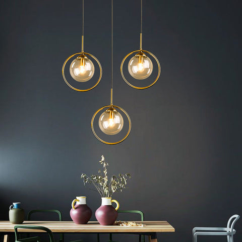 Glass Globe Ring Pendant Light for Dining and Living Room Lighting