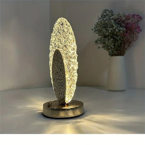 Peacock-Inspired LED Table Lamp with Decorative Textured Design, USB Rechargeable Battery and Adjustable Brightness