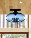 Amber Glass Globe Flush-Mount Ceiling Light