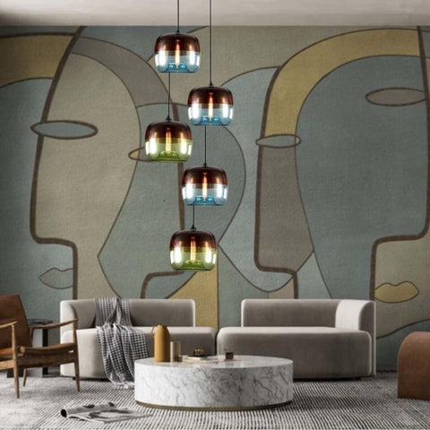 Retro Tinted Glass Pendant Light for Kitchen Islands and Dining Rooms