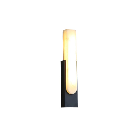 Modern Alabaster LED Wall Lamp with Gold Metal Frame, Minimalist Hardwired Sconce for Bedroom and Hallway