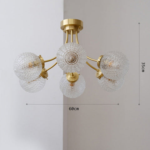 Metal Chandelier with Textured Glass Globes