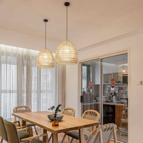 Handwoven Rattan Basket Pendant Light