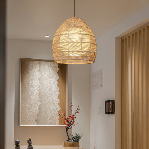 Handwoven Rattan Basket Pendant Light