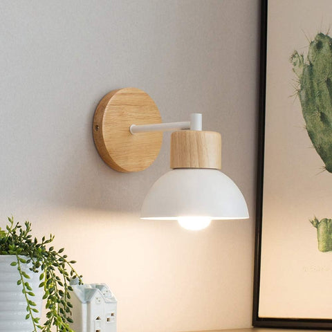 Wall Light with Wood and Iron Shade
