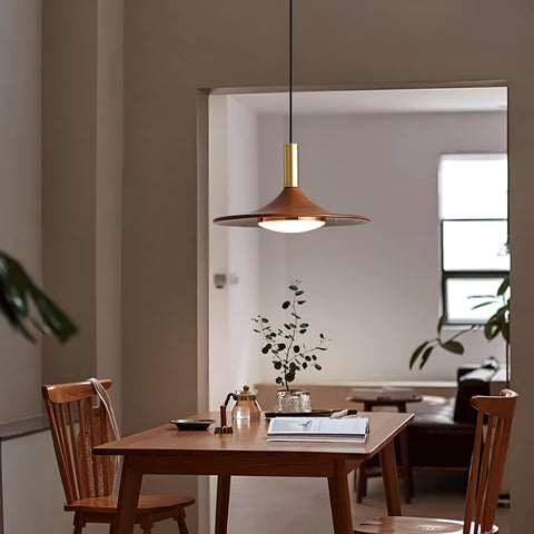 Pendant Light with Walnut-Finish Iron Shade
