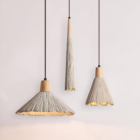 Pendant Light with Cement Shade and Wabi-Sabi Texture