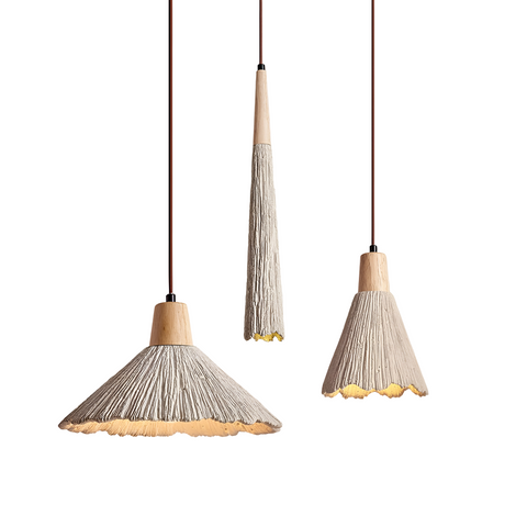 Pendant Light with Cement Shade and Wabi-Sabi Texture