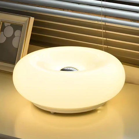 Glass Donut Table Lamp with Integrated LED Light