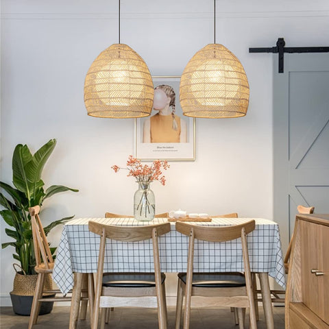 Handwoven Rattan Basket Pendant Light
