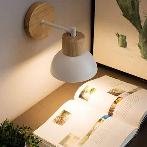 Wall Light with Wood and Iron Shade