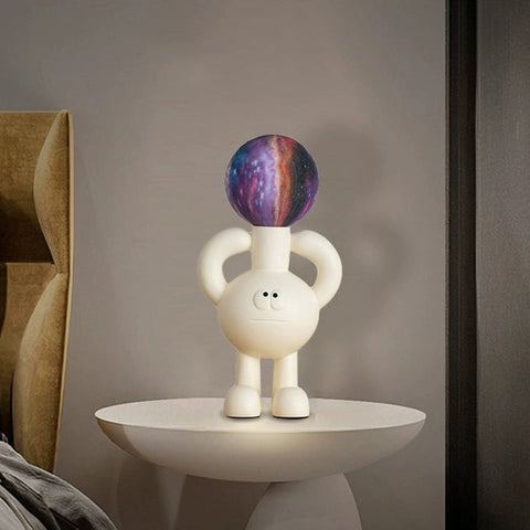 Playful Character Table Lamp with Glass Globe and Sculptural Resin Base for Indoor Spaces