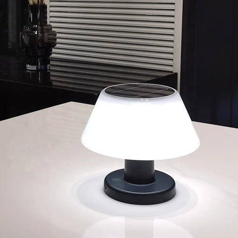 Solar-Powered LED Table Lamp with Wireless Design for Indoor and Outdoor Use