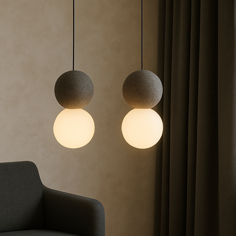 Textured Cement and Glass Pendant Light for Kitchen Island Lighting