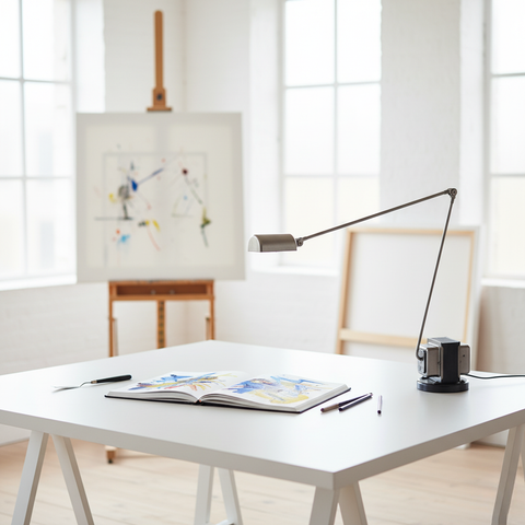 Desk Lamp with Articulated Metal Arm and Adjustable LED Light