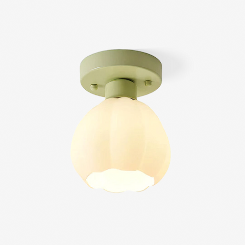 Glass Pumpkin Ceiling Light with Scalloped Shade