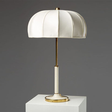 Table Lamp with Fabric Shade and Metal Base