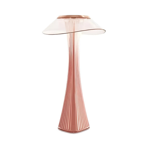 Modern Rechargeable LED Table Lamp with Ribbed Base, Transparent Shade and Touch Control