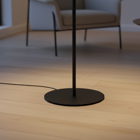 Floor Lamp with Glass Globe and Sculptural Metal Details