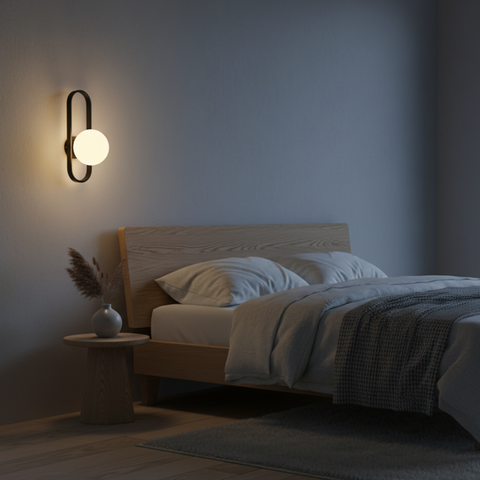 Wall Sconce with Oval Metal Frame and Glass Globe Shade
