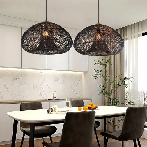 Pendant Light with Handwoven Rattan Shade