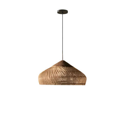 Pendant Light with Woven Rattan Dome