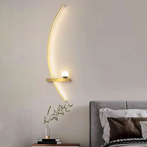 Curved LED Wall Sconce with Dual Lights and Modern Metal Frame