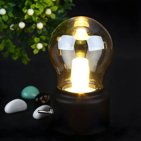 Portable Vintage Bulb LED Table Lamp with Rechargeable USB Power and Warm Light