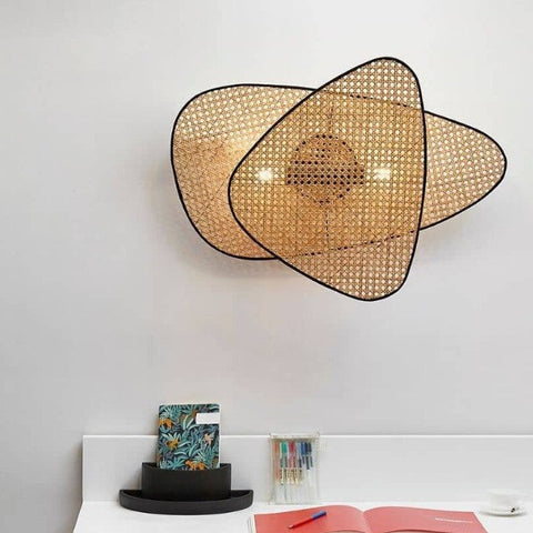 Woven Rattan Wall Sconce for Wabi-Sabi Bedrooms and Living Rooms