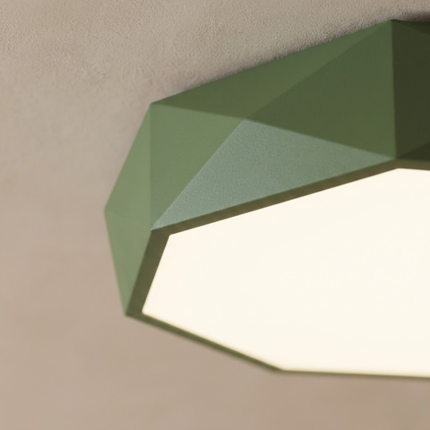 Faceted Geometric LED Flush-Mount Ceiling Light with Dimmable Option