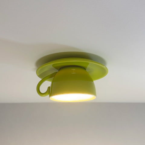 Ceramic Cup Flush Mount Ceiling Light for Bedrooms and Living Rooms