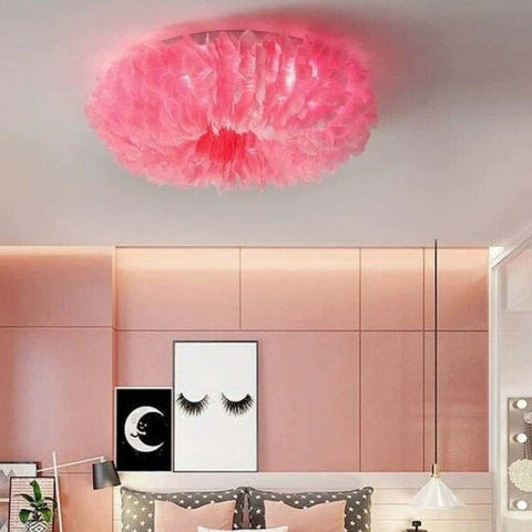 Feather Flush Mount Ceiling Light for Bedroom and Living Room Decor