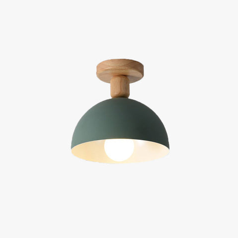 Dome Ceiling Light with Wood Mount for Bedroom and Hallway Lighting