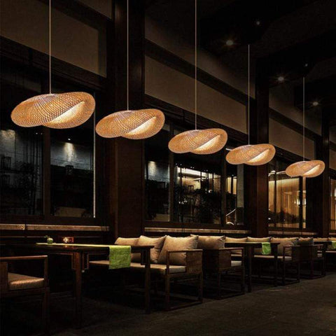 Handwoven Bamboo Pendant Light for Dining Rooms and Modern Living Spaces