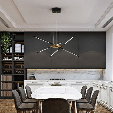 Geometric LED Tube Chandelier for Dining Rooms and Large Living Spaces