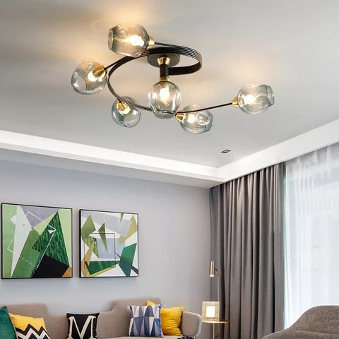 Glass Globe LED Flush Mount Ceiling Light for Dining Room Lighting