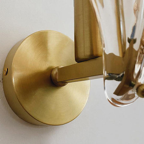 Wall Light with Brass and Glass Seashell Shade