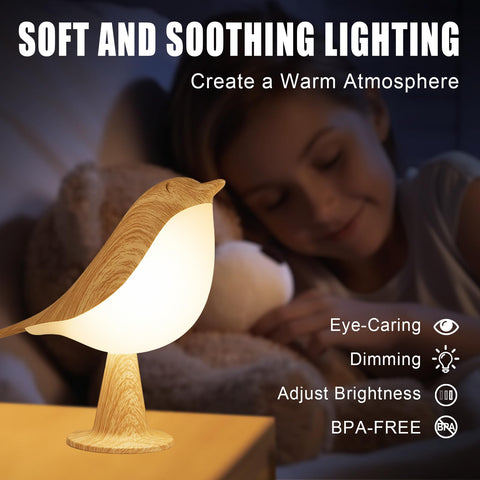 Rechargeable Bird-Shaped LED Table Lamp with Adjustable Brightness for Bedroom