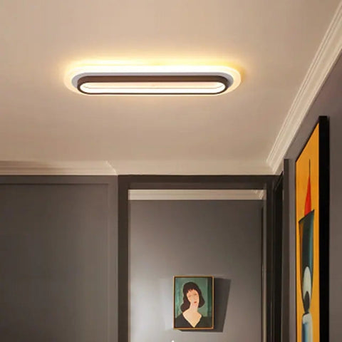 Modern Elongated Ring LED Ceiling Light for Hallways and Dining Rooms