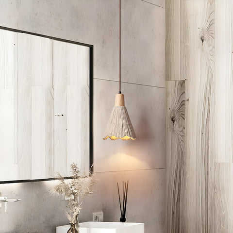 Pendant Light with Cement Shade and Wabi-Sabi Texture