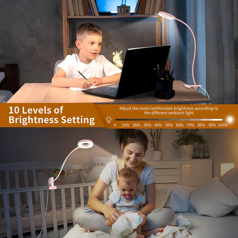 LED Desk Clamp Lamp with Flexible Gooseneck, 3 Color Modes and 10 Brightness Levels