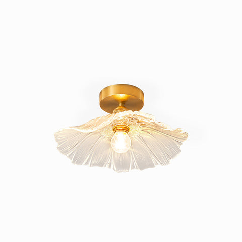 Fluted Glass Flower Ceiling Light for Bedroom and Living Room Decor