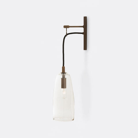 Wall Light with Copper Finish and Suspended Glass Shade