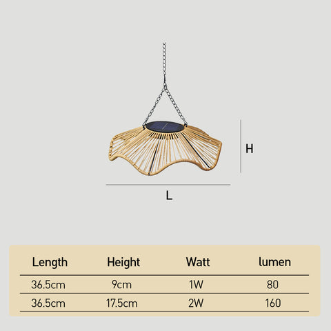 Rustic Dome Woven Rattan Solar Hanging Light for Outdoor Yard