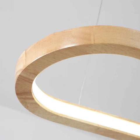 Oval Wood LED Pendant Light for Kitchen Islands and Dining Rooms